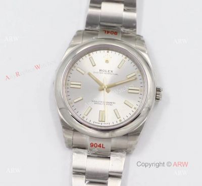  Rolex Oyster Perpetual Silver Dial Men Watches 41mm 904L Swiss Replica